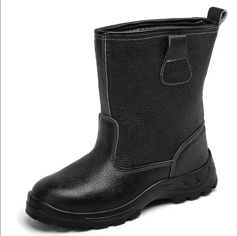 Pantofi de lucru de siguranță cu bombeu de oțel pentru bărbați, pantofi de sudură din piele moale slip-on, securitate pentru muncitori, cizme înalte de protecție