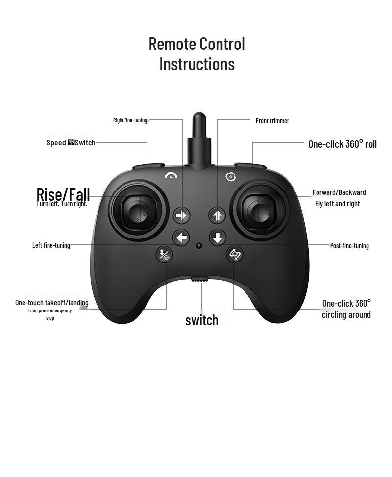 Drop-Resistant Four-Axis Remote Control Drone - Fighter Jet Design, Fixed-Height Flip Function, Children's Toy Aircraft.