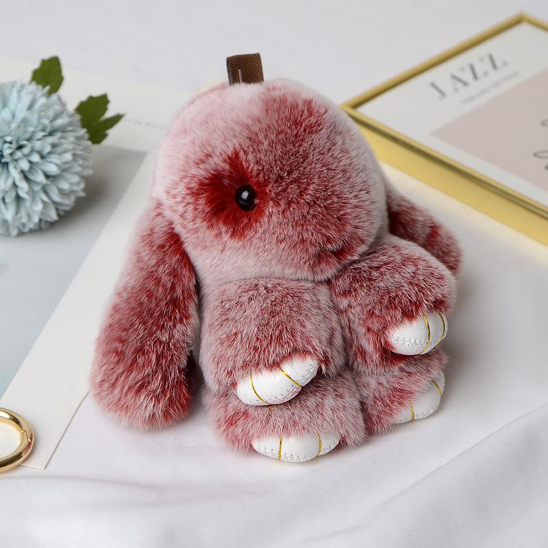 13CM Mini Frost Rabbit Women Cute Plush Fur Pompom Bunny Key Chains On Bags Car Trinket Wedding Party Toys Gift Bag Charm