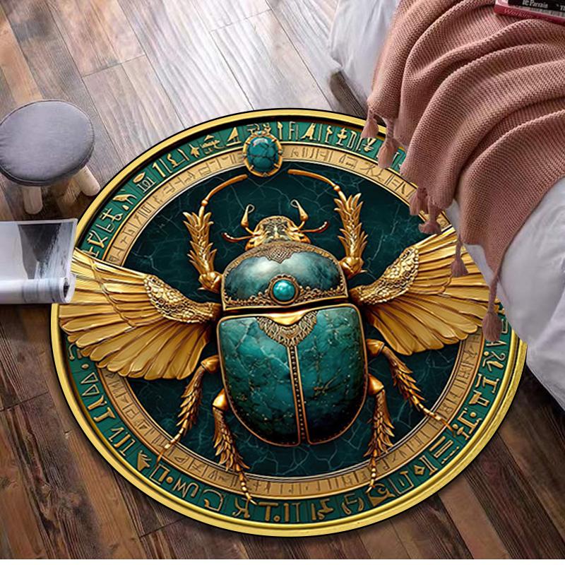 Egyptian symbolism Compass Circular Rug - Office Decorative Carpet For Living Room Bedroom Door Mat Floor Rug Computer Chair Area Rug