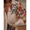 New Loose Long Sleeved Printing Floral Shirts Spring and Summer Casual Blouse Lapel Simple Top Long Sleeve Simple Sweet Office Clothing