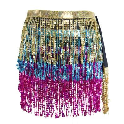 Bohemian Dancer Skirt Sequins Wrap Belts Dancer Hip Scarf  Women
