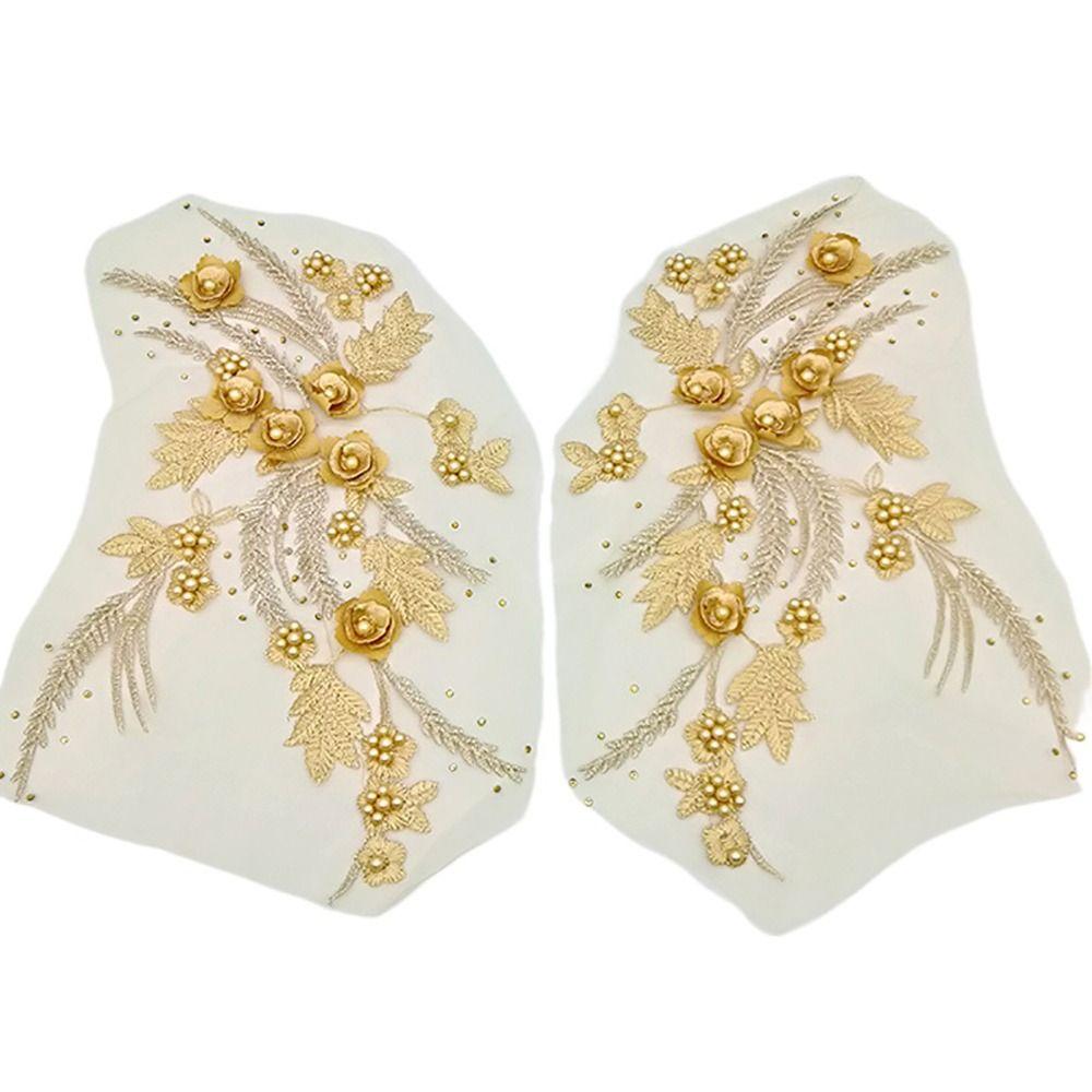 Fashion Elegant Sequin Embroidery Sequined Embroidery Patches DIY White Black Embroidered Floral Patches Sequins Patches Dresses