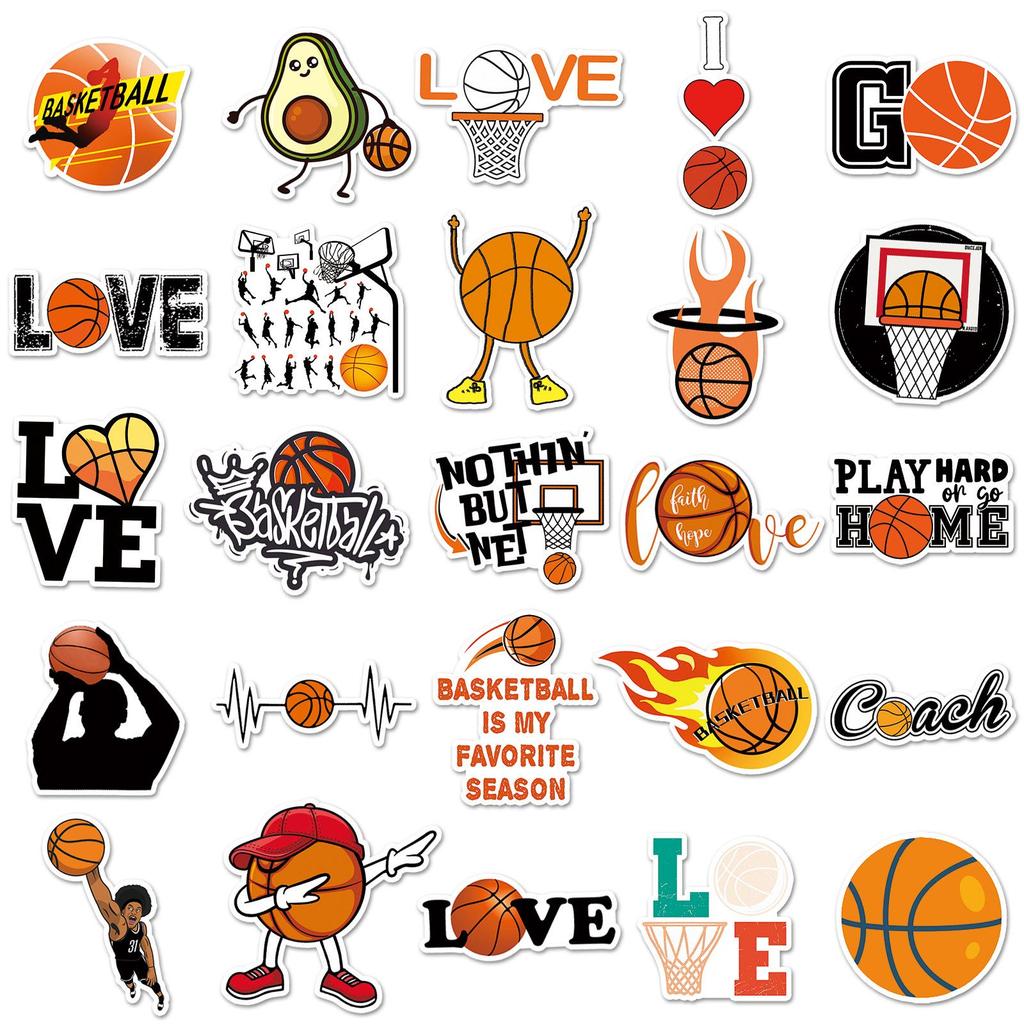 50 Waterproof Basketball Stickers for Luggage, Scooters, Computers & Tablets