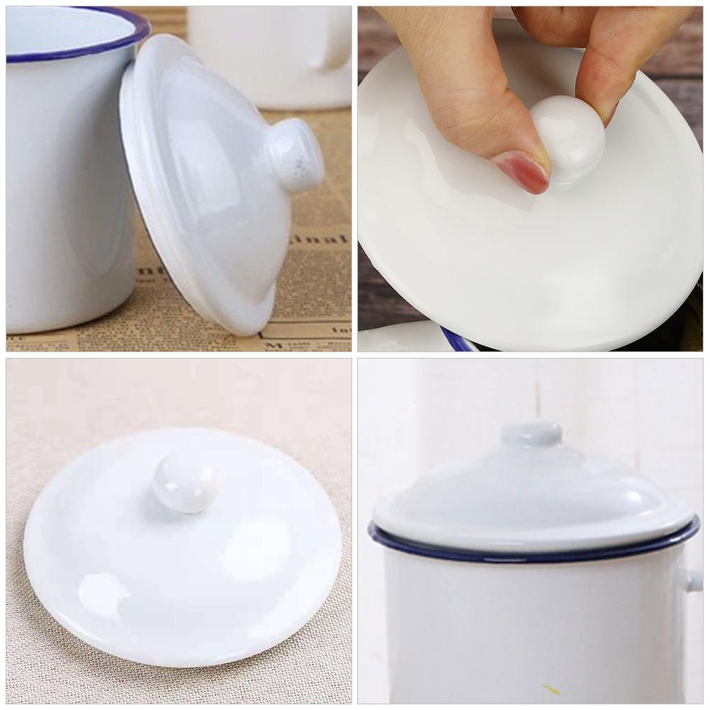 4 Pcs Enamel Cup Enamel Mug Lid for Glass Mugs White Tea Lids For Cups Travel Accessories Kitchen Barware