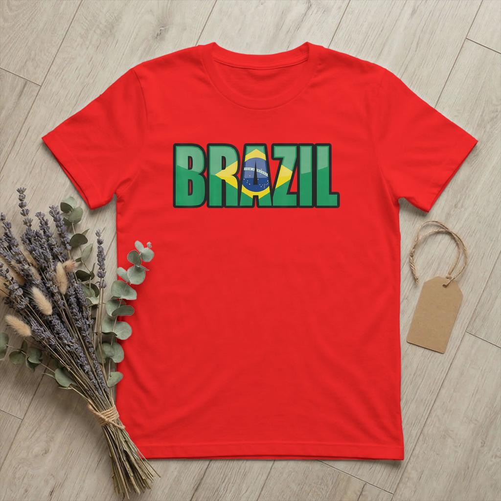 Unisex TShirts Brazilian Flag of Brazil BR Pride Casual Cotton Tees Short Sleeve Souvenir T Shirt Round Neck merchandise Plus Size
