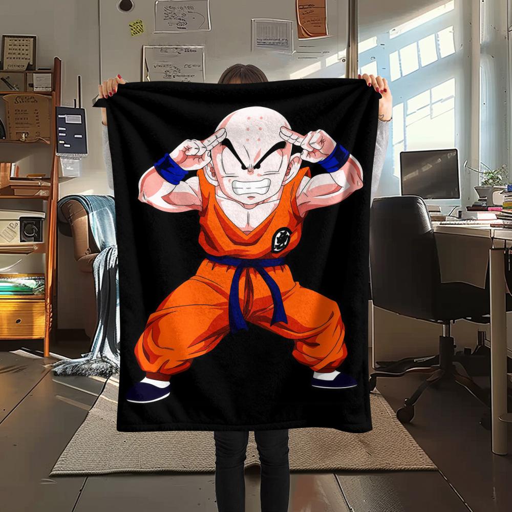 1PC Krillin Patterned Flannel Blanket Suitable For All Seasons For Home Decor Warmth And Comfort Gifts Holiday Present