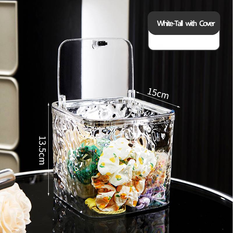 Hair Accessories Organizer Clear Hair Tie Organizer with Lid Desktop Storage Box Multifunctional for Laundry Pods Cotton Swab