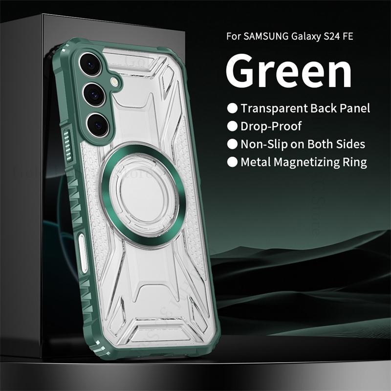 

Военный гибридный бронированный чехол для телефона для Samsung S25 Edge S24 FE S23 Ultra Для Magsafe Прозрачная жесткая накладка для Galaxy A16 A06 A36 For Samsung S24Ultra зелёный