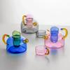 Teiera Caraffa in Vetro Resistente al Calore con Infusore Set Tazze Teiera Bollitore in Vetro Borosilicato per Bevande Calde Fredde per gli Amanti del Tè