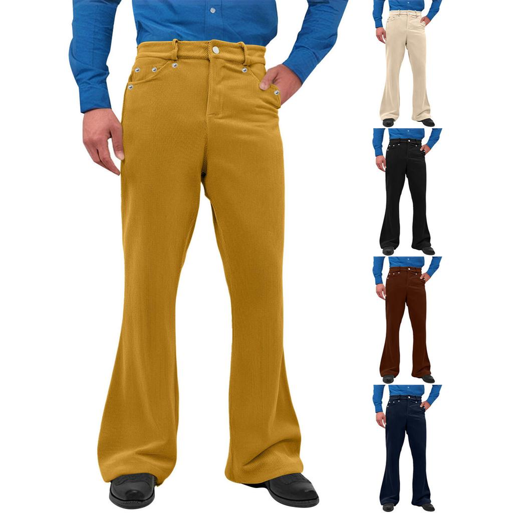 Men'S Casual Fashion Retro Flared Pants Long Pants