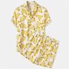 Heren Hawaii Beach Style Set Blad Geprinte Shorts Korte mouwen Cubaanse Hals Shirt Tweedelige Set