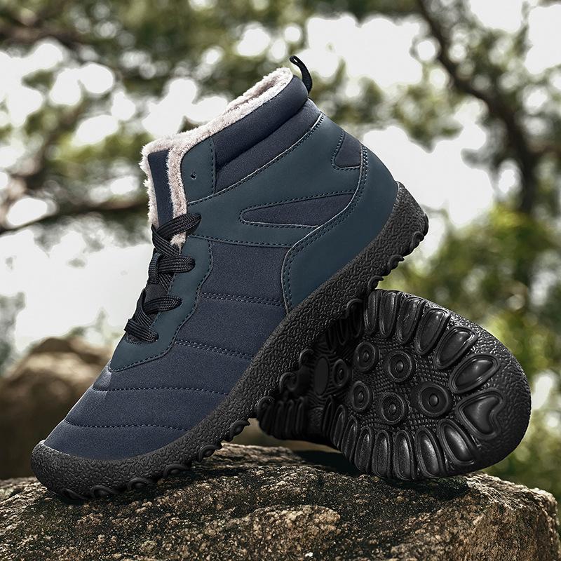 Zimní severovýchodní sametové teplé vysoké bavlněné boty lehké velké velikosti sněhule se silnou podrážkou protiskluzové vysoké bavlněné boty pánské