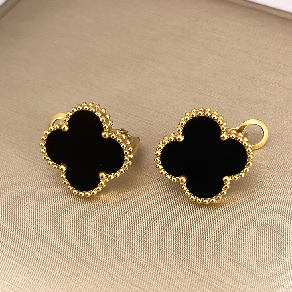 15MM Four-Leaf Clover Earrings Buckle Mother-Of-Pearl Full Radium Female Temperament Simple Earrings