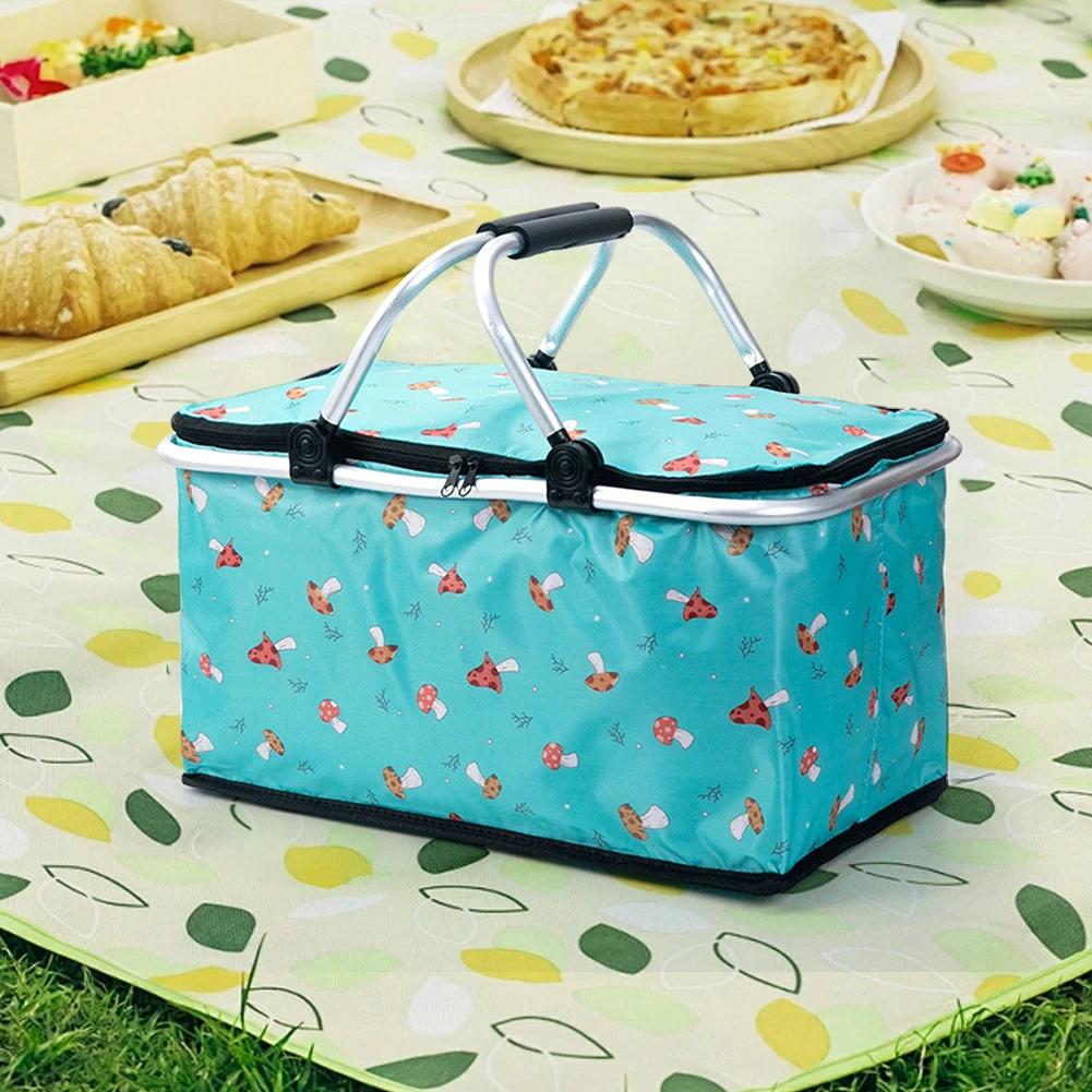30L Värmeisolerad Väska Vattentät Folie Vikbar Isolerad Kylväska Håll Fräsch Matlåda Korg Matbehållare för Utomhuspicknick