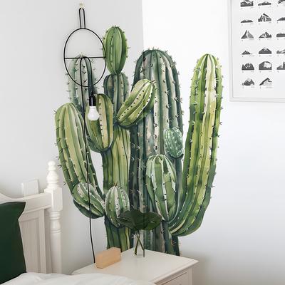 Pianta Verde Tropicale Cactus Camera da Letto Soggiorno Sfondo Paesaggistica Adesivi Murali Decorativi