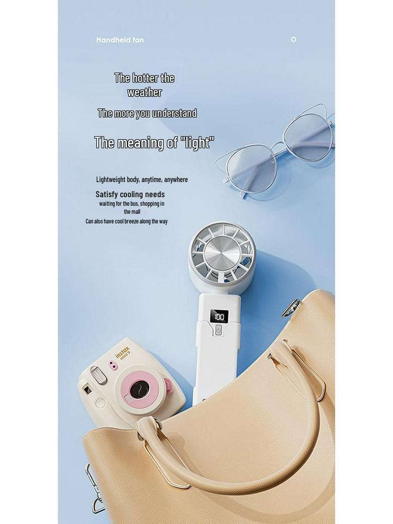Portable High-Speed Handheld & Desktop USB Charging Fan with Digital Display and Long Battery Life