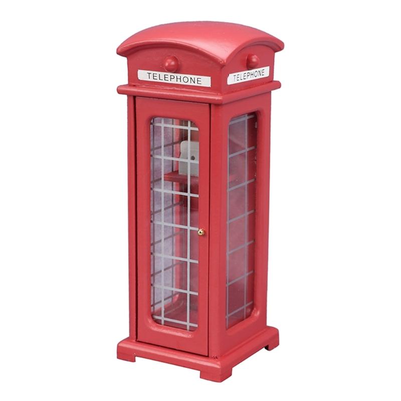 

1/12 Dollhouse Telephone Booth for Play House Parts Props Phone Decoration Figurine for Kid Toy Model Ornament Crafts 1