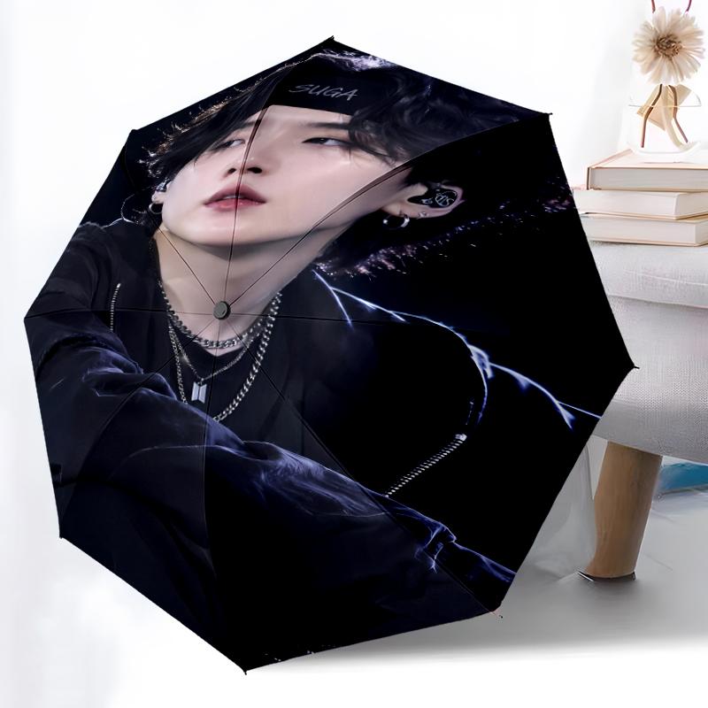Printed Min YoongiPrinted Folding Umbrella,Outdoor,Leisure,And Travel Umbrella,Durable Umbrella Fabric,Birthday And Holiday Gift