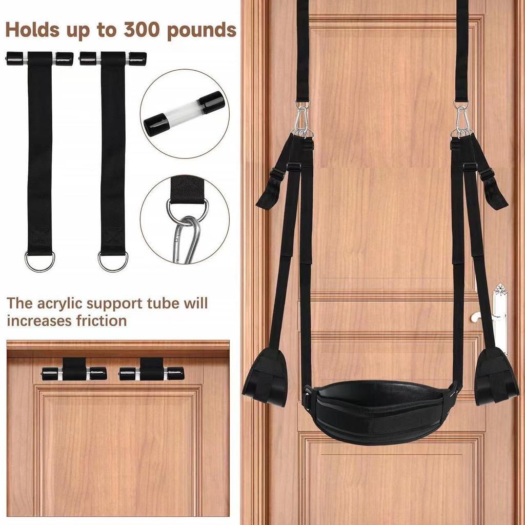 Door Sex Swing with Seat, Bondage Slave Leather Soft Plush Sex Slings with Adjustable Straps