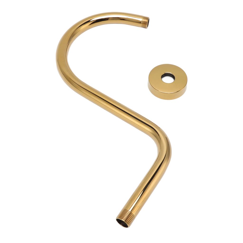 Edelstahl S-förmiger erhöhter Duscharm und Flansch NPT Gebürstet Gold Duschkopf Verlängerungsarm