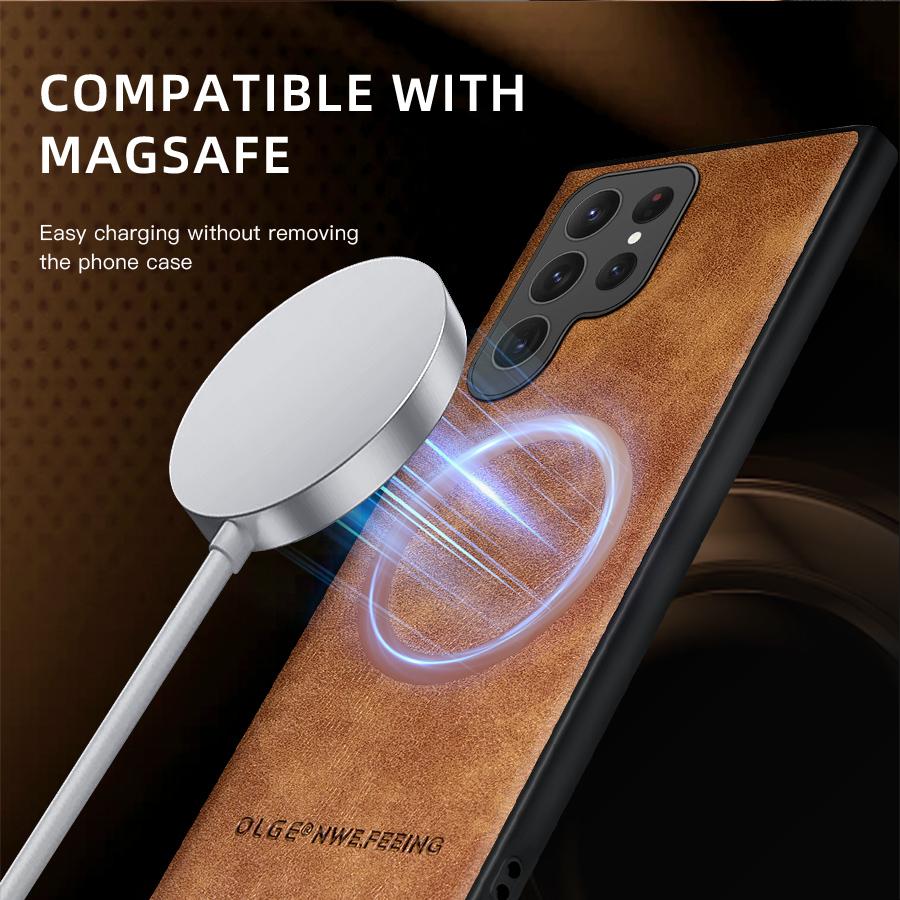 Luxury Case For Samsung Galaxy S24 S23 S22 Ultra Case Leather Silicone Cover For Samsung Galaxy S20 Plus S21 FE Phone Case S25