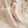 Women's Macaron Color Plush Socks: Warm, Non-Slip, Breathable Coral Fleece Sleep Socks for Autumn and Winter.