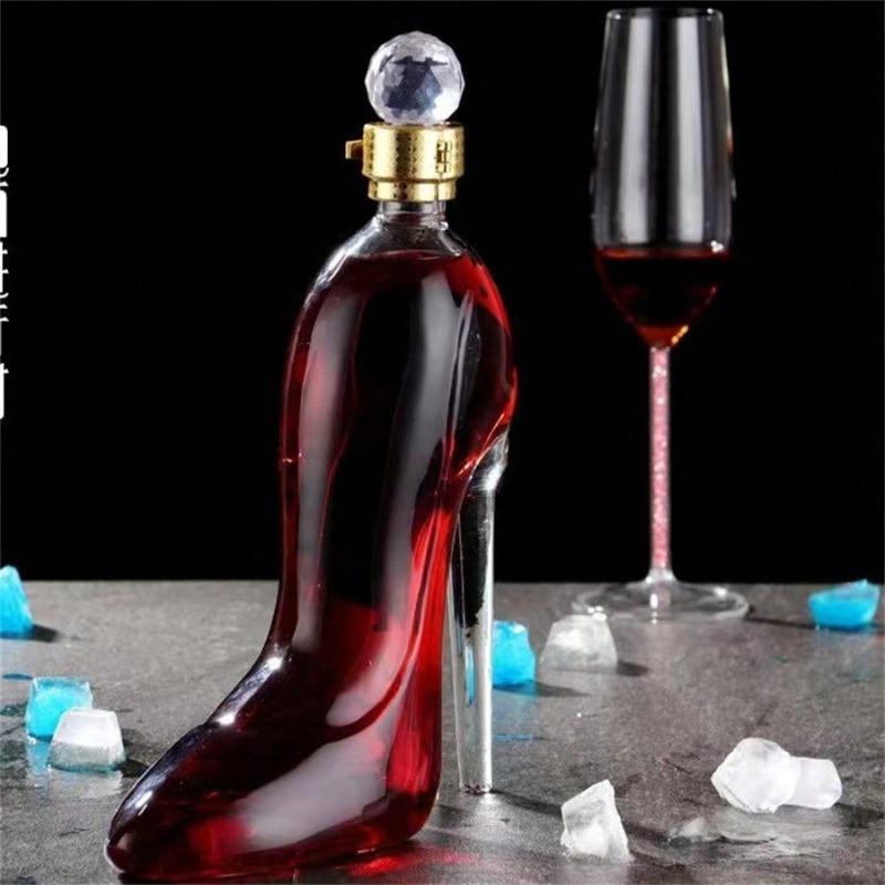 1pc 350/750ml Glass Wine Decanter, High Heel Shaped Wine/Whiskey Bottle, Glass Decanter, Alcohol Bottle, Whisky Container
