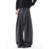 Old Money Style Deconstructed Woolen Trousers for Men, Winter Heavyweight Vintage Warm Wide-Leg Long Pants, High Street Pleated Casual Pants