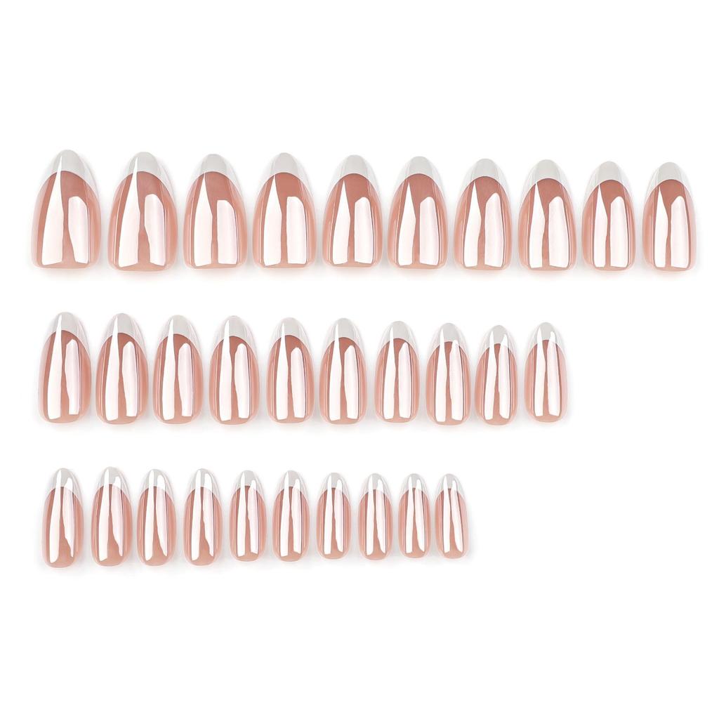 Le Fan Meijia 30-Piece Short Almond White French Wearable False Nail Set