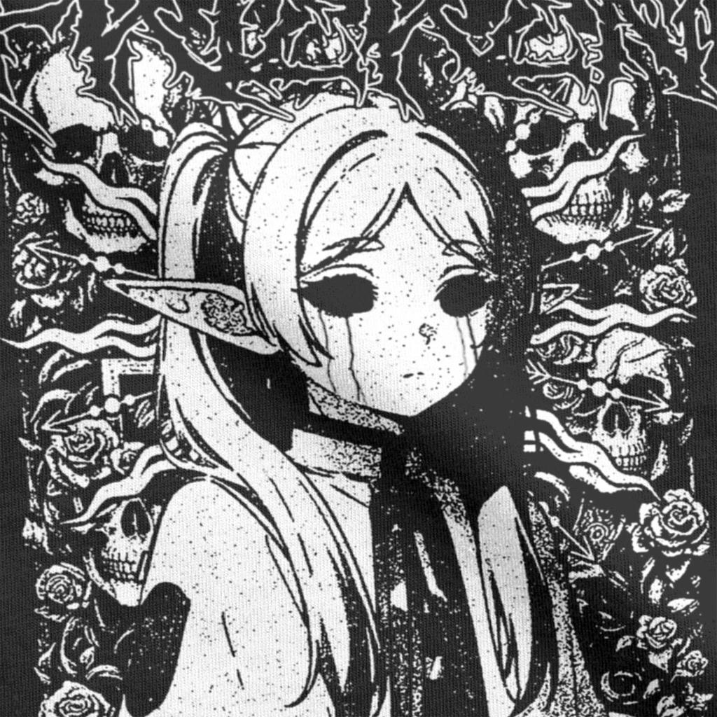 Men's Frieren The Slayer Death Metal T Shirts Pure Cotton Clothing Funny Short Sleeve Round Neck Tees Party T-Shirts