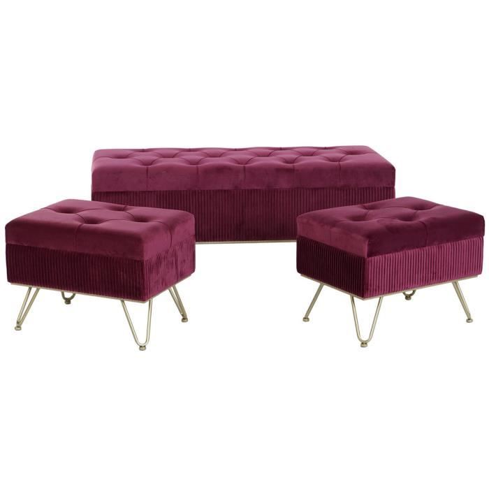 Banquette - DKD Home Decor - Bordeaux - Métal - 110 x 42 x 44 cm - 2 places