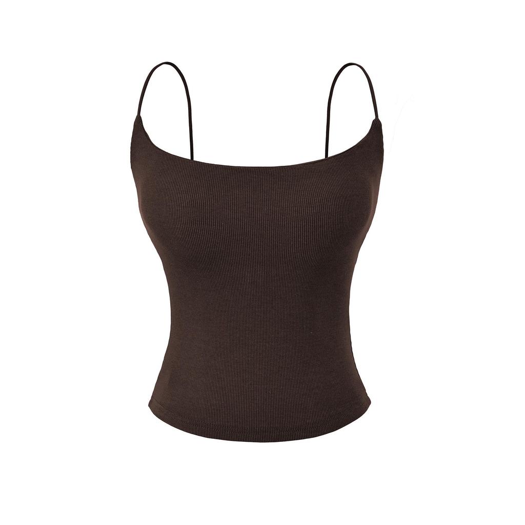 Seamless Padded Camisole with Elastic Straps, Sweat-Absorbent Cotton-Feel Lingerie Top, Versatile Multi-color Options