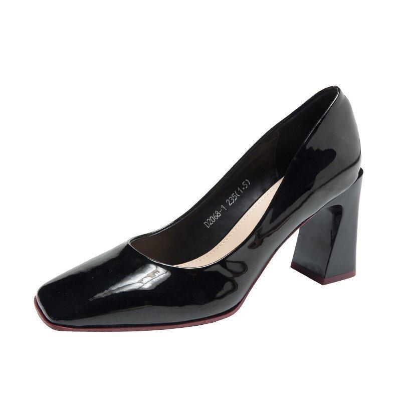 Square Toe Thick High-Heeled Shoes Women 2022 Spring And Autumn Newest Patent Leather High-Heeled Shoes Female Heel Height