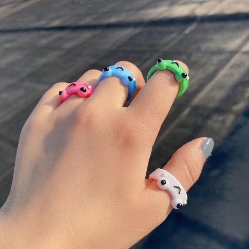 Cute Smile Frog Rings For Women Girls Funny Personality Cartoon Animal Chicken Frog Ring Fashion Jewelry Gifts
