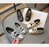 2026 Spring Children's Square Toe Leather Shoes for Baby Girls with Double Bow - New Korean Style