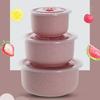 3Pcs Bento Box Wheat Straw Lunch Box Eco-Friendly Salad Bowl with Lid Can Be Microwave Food Storage Container Kitchen Tableware