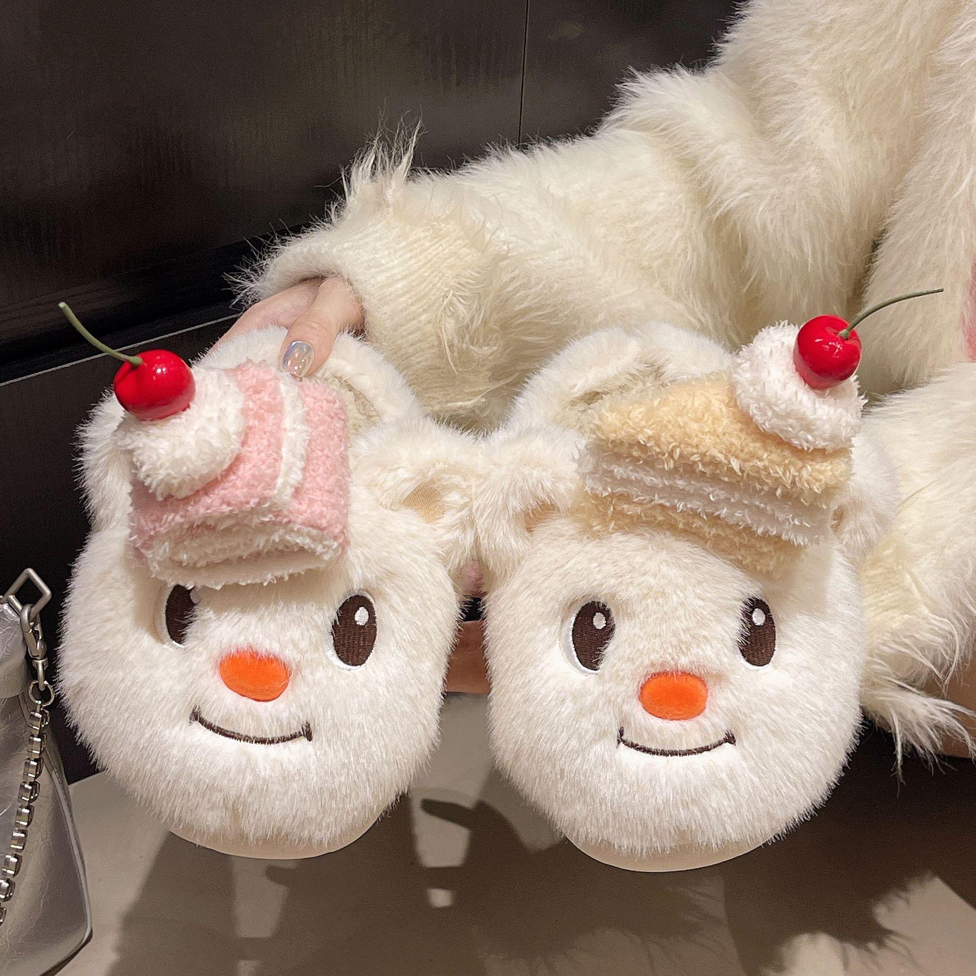 

Soft cute puppy winter 2025 new premium fluffy shoes indoor non-slip warm home Internet celebrity cute cotton slippers 36 белый