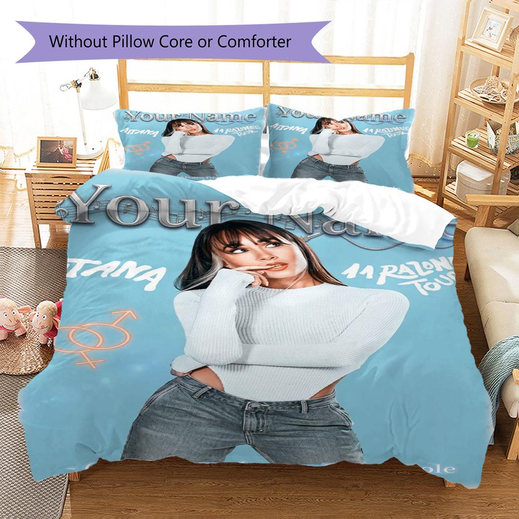 Aitana Custom Name Pattern Bedding,Quilt Set Quilt Cover Pillowcase Home Birthday Gift(1 * duvet cover + 2 * pillowcase, without core)