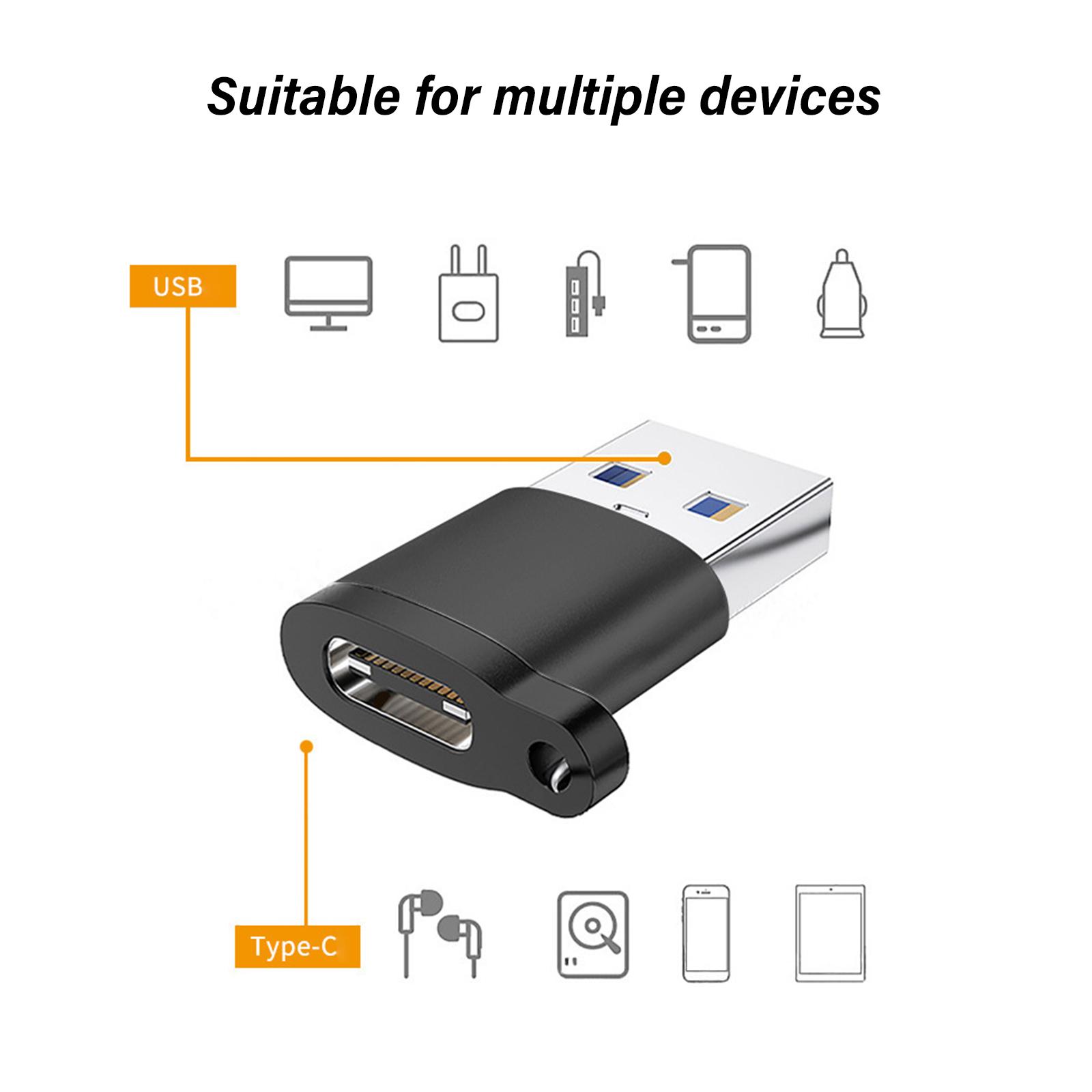 Адаптер-конвертер USB C Female to USB A Male для быстрой зарядки и передачи данных — фото 6