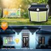 Energy Saving Super Bright Cold White Outdoor IP65 412LED Solar Garden Light 4 Sides Wall Lamp Motion Sensor Security Light