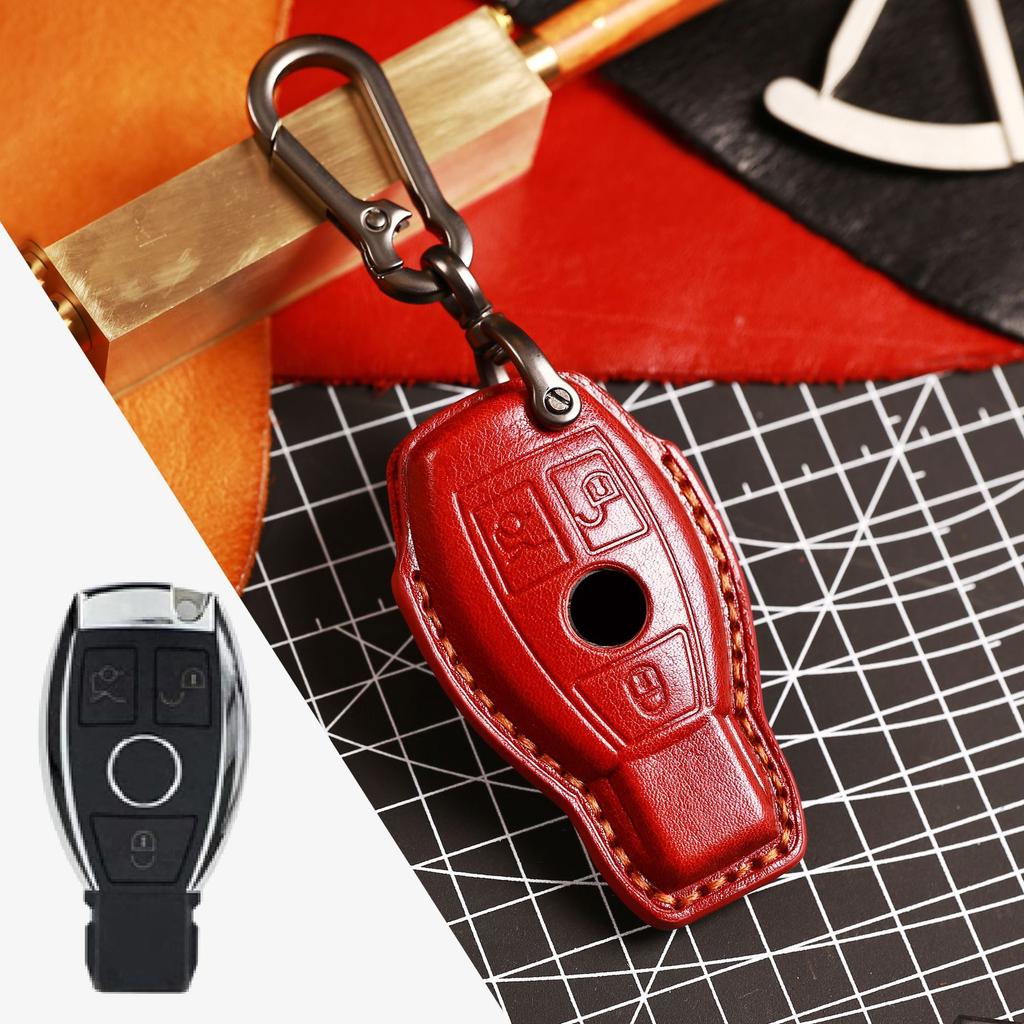 GUSHIBEI Genuine Leather Car Key Case Cover For Benz