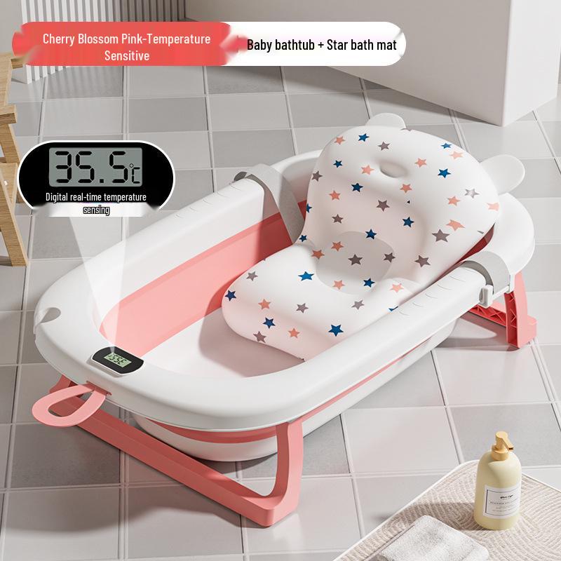 Foldable Baby Bathtub - Large, Sit or Lie for Kids, Newborn Bath Essentials for Home Use