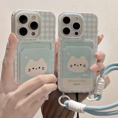 Hanging Rope Card Bag Phone Case Goddess Creative Minimalist Hard Shell Transparent Personality Fashion Japanese and Korean