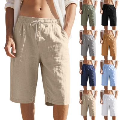 Shorts Décontractés pour Homme à Cordon de Serrage Taille Lâche Séchage Rapide Jambe Droite Couleur Respirant Quotidien Plage Sept Points