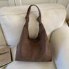 Soft Suede Hobo Bag with Knotted Handle Large Capacity Fashion Shoulder Bag