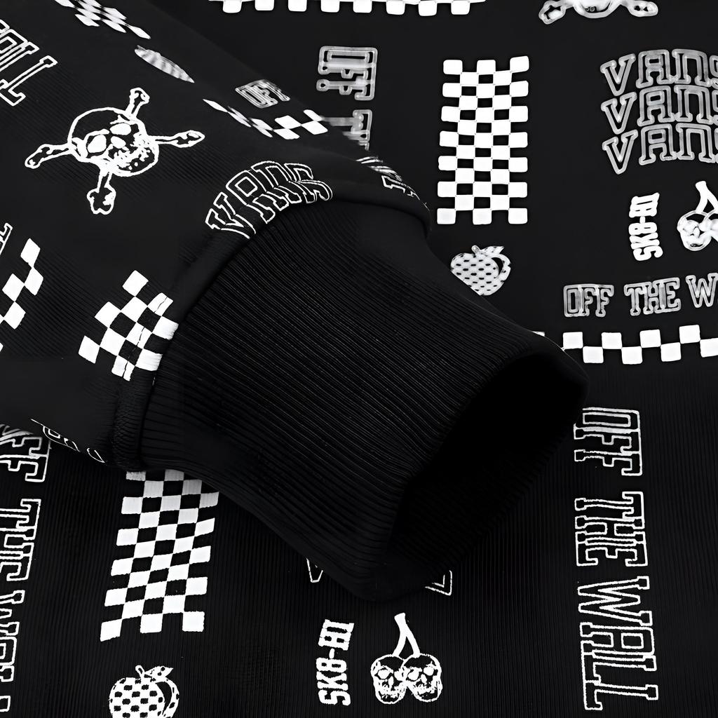 Vans Printed Long Sleeve Hoodie Women Tops Black VN0A4UTVZFP