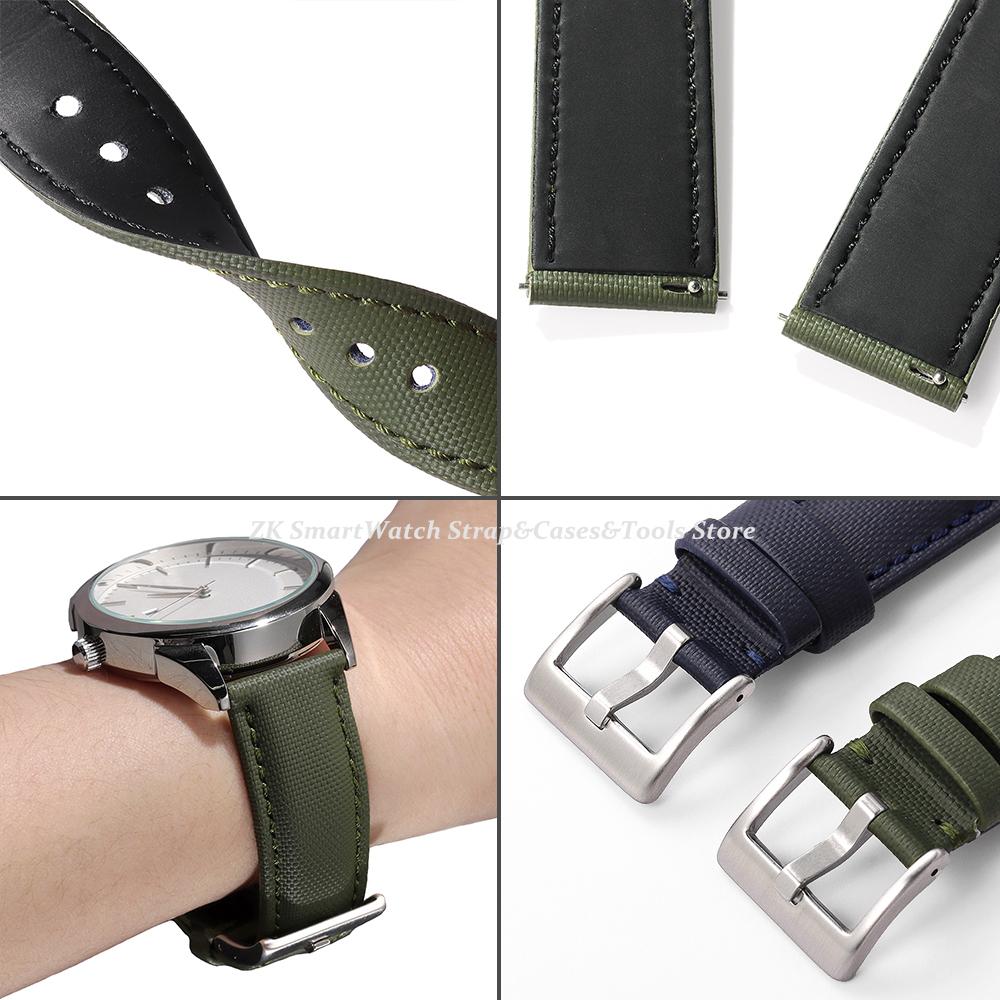 18mm 20mm 22mm Nylon+Skóra Pasek do Zegarka Oddychająca Miękka Opaska na Nadgarstek dla Omega 007 Bransoleta Mężczyźni Kobiety Szybkie Uwalnianie Akcesoria