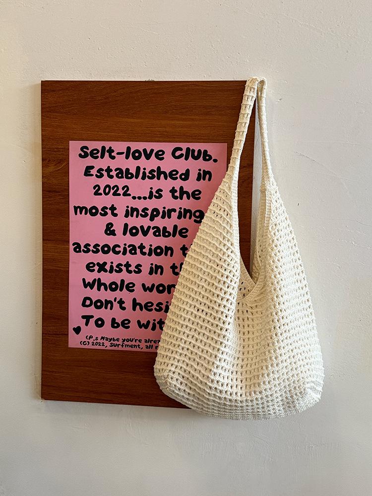 

Korean hollow woven bag women s 2025 new summer leisure Vacation travel trust, special bag large-capacity single абрикосовый