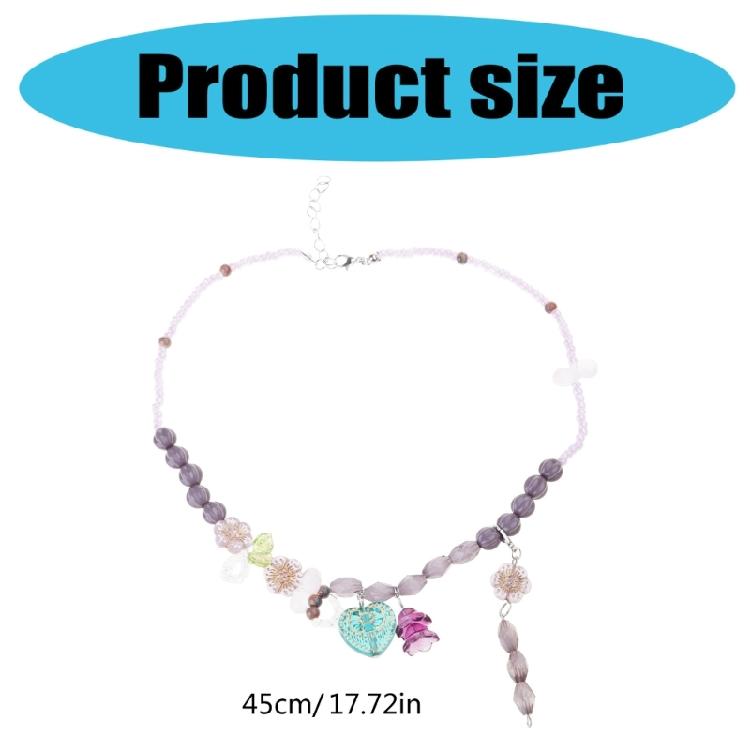 Fashionable Heart Beaded Necklace Adjustable Clavicle Chain Handmade Jewelry for Social Event and Everyday Wear